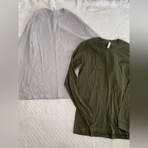 Men’s medium long sleeve blank shirts Green and Gray NEW set of two